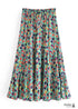 Boho Skirts in Camila Flower in Green For Women